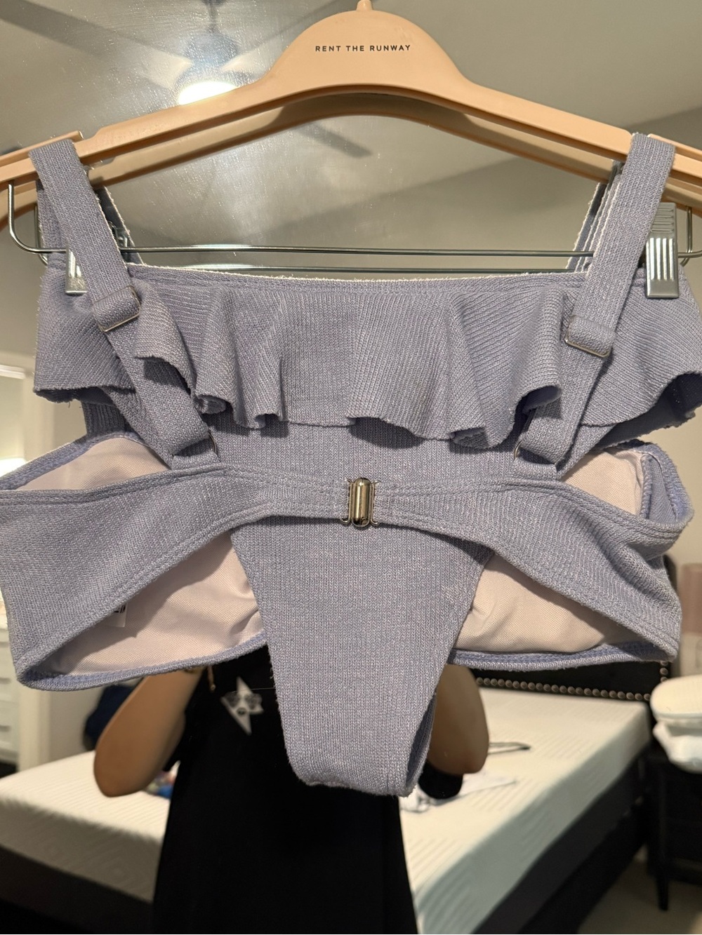 SHEIN: Light Blue Ribbed Ruffle Bikini Set - Picture 7 of 8